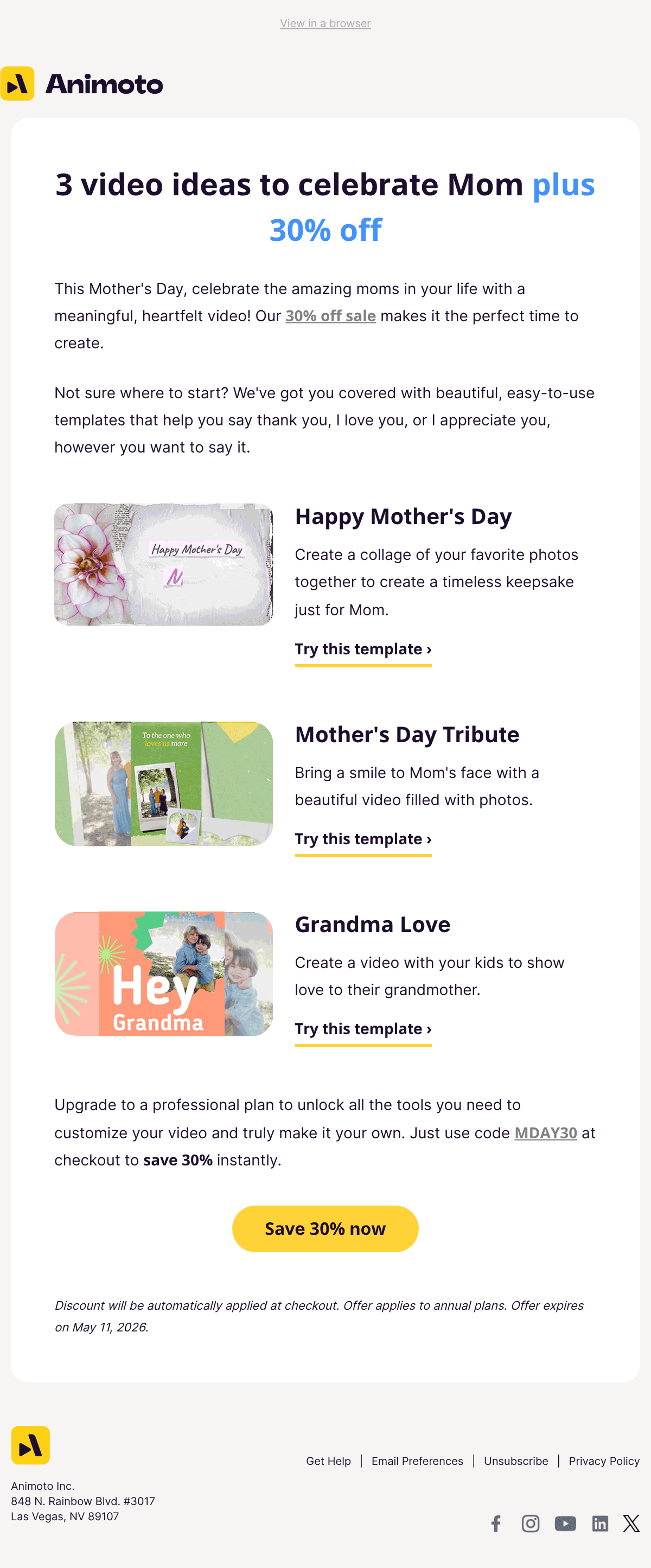 Make Mom's day with a video!