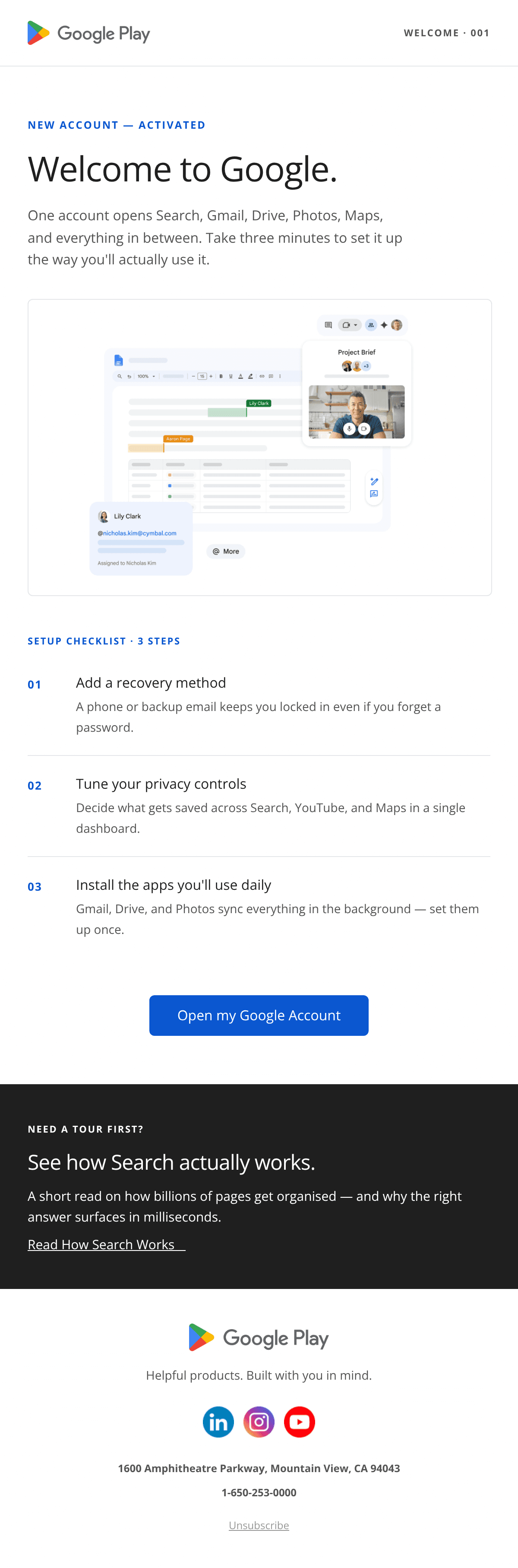 Minimal Welcome email design