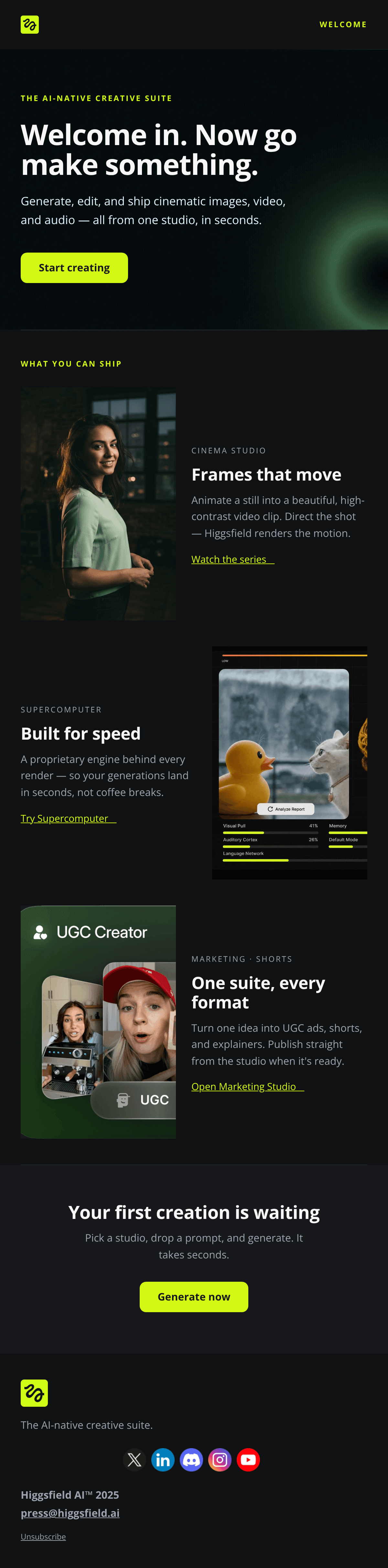 Mono Welcome email design