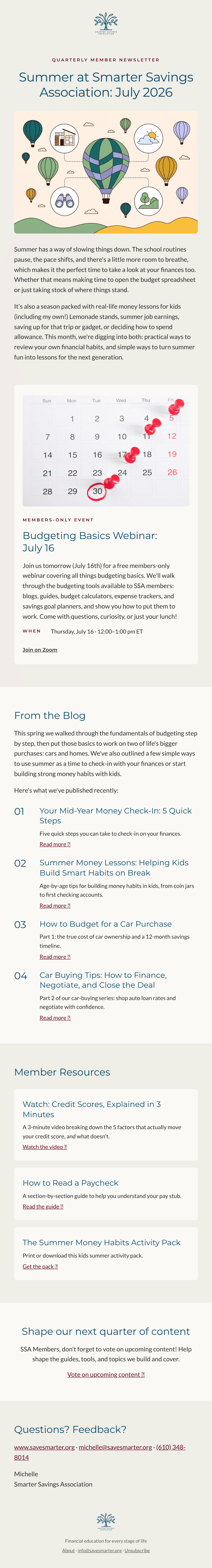 Návrh e-mailu „Quarterly Newsletter July“
