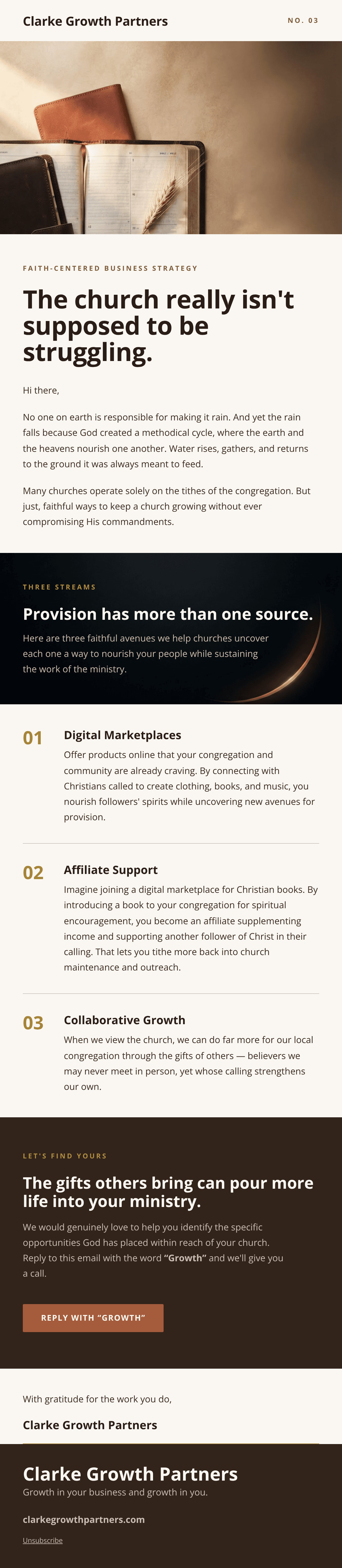 Church Streams email design