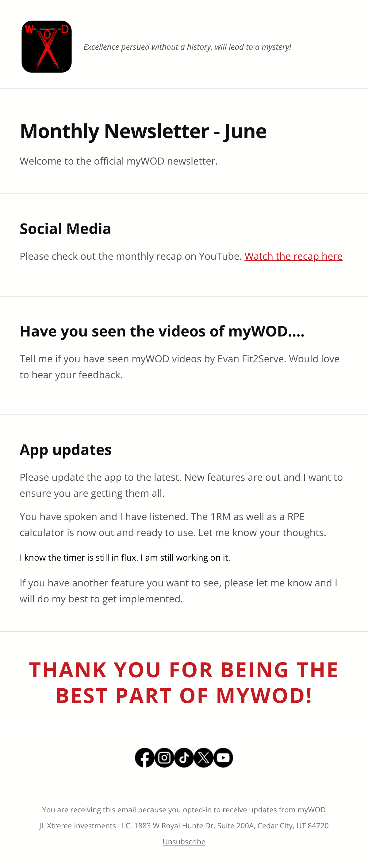 June Newsletter email design