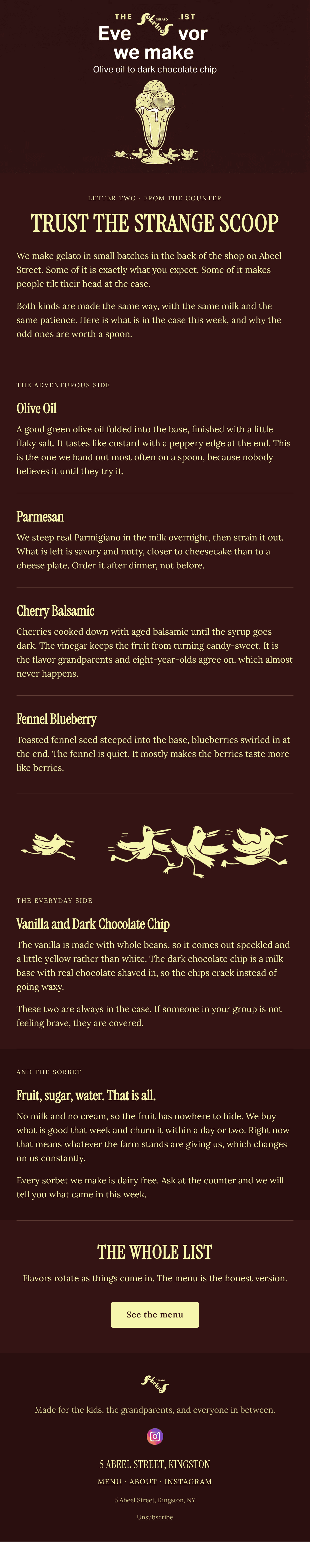 Flavor Notes email design