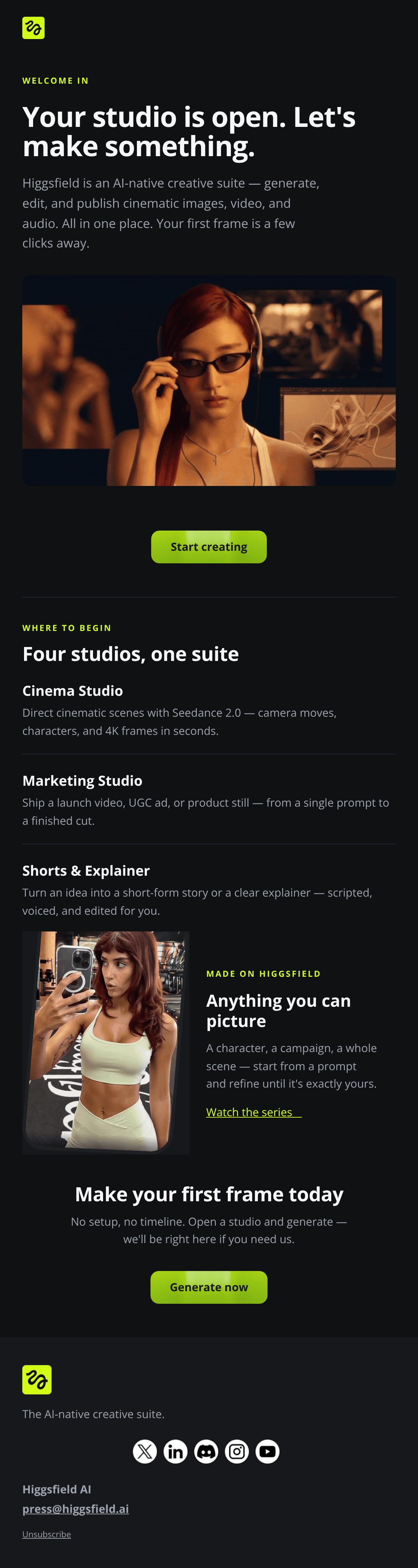 Warm Welcome email design