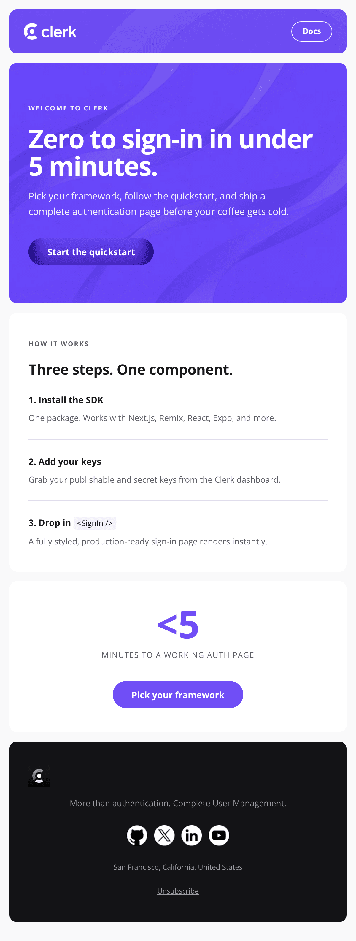 Quick Start email design