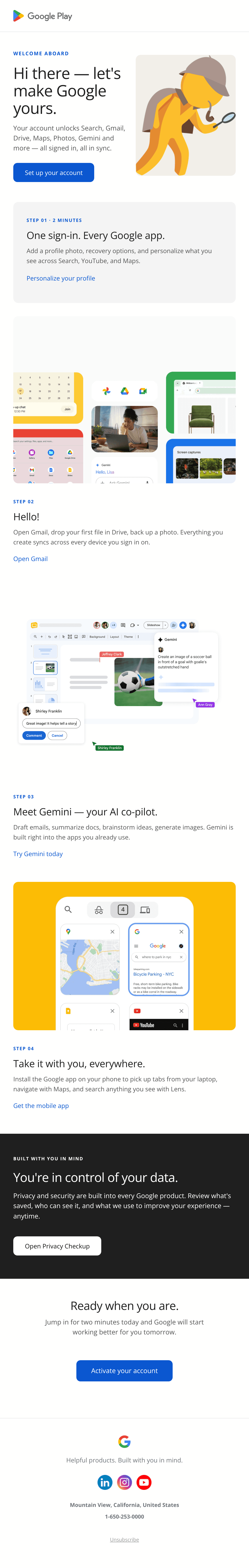 Bold Welcome email design