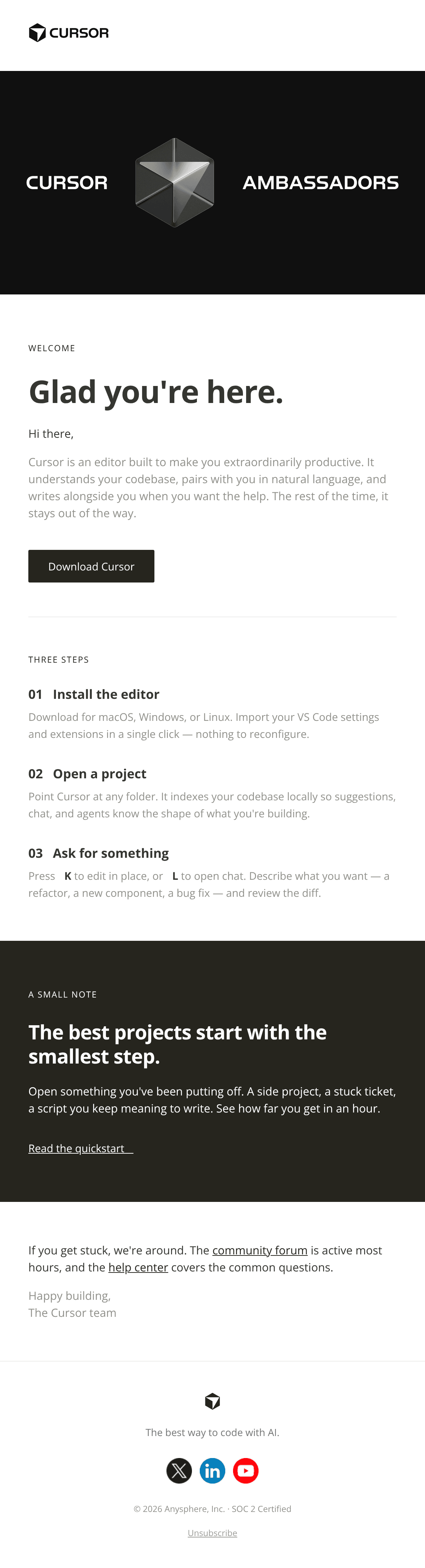Diseño del email “Minimal Welcome”
