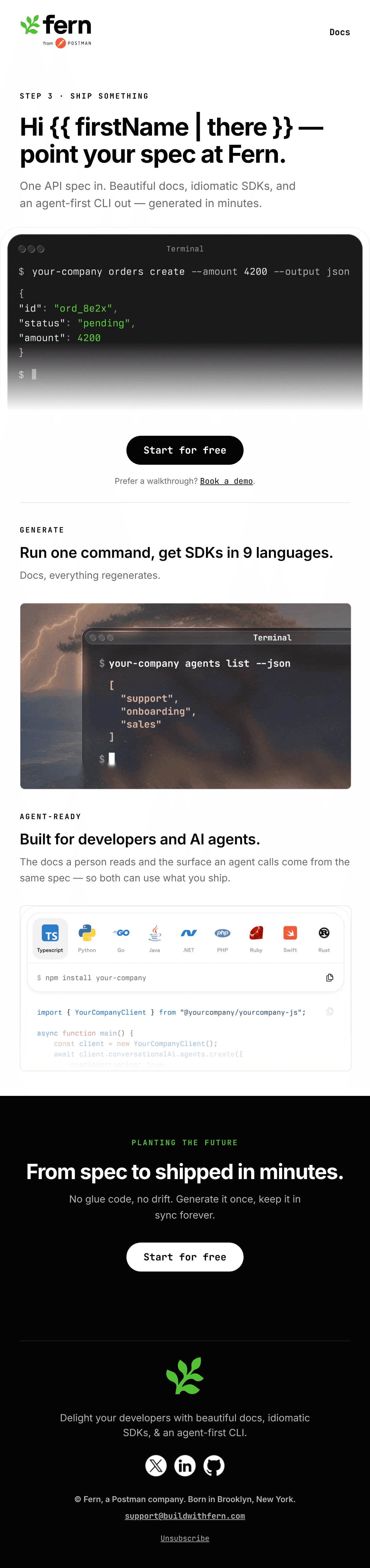 Get Started email design