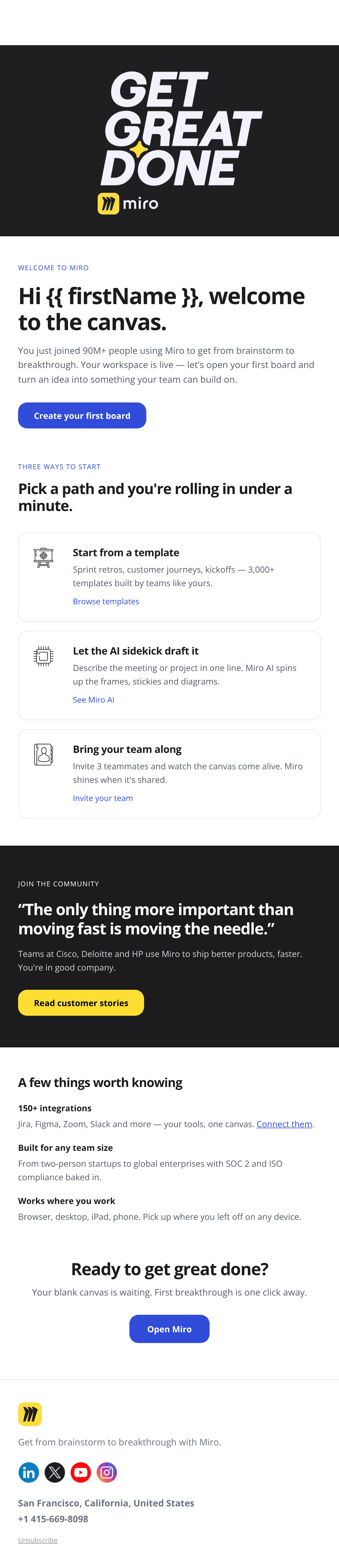 Warm Welcome email design