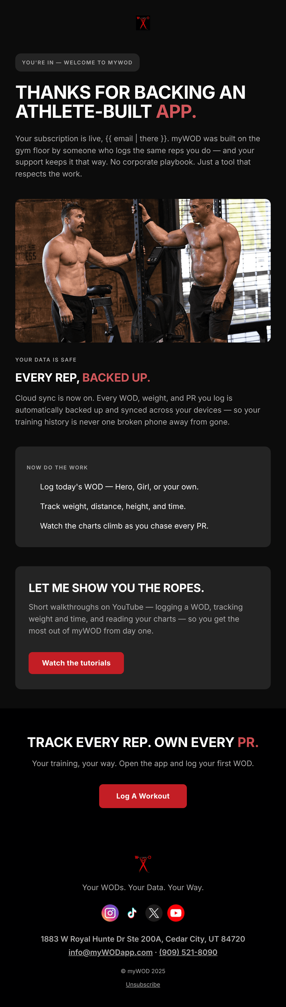 Subscriber Thank You email design