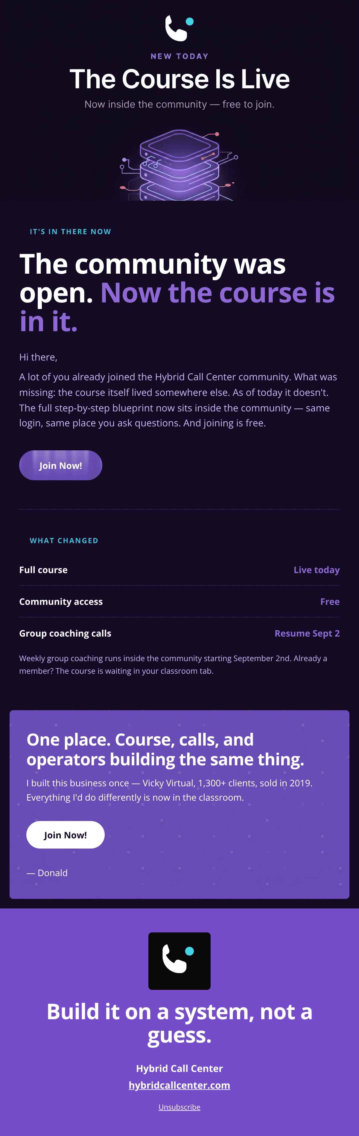 Course Live Designed email design