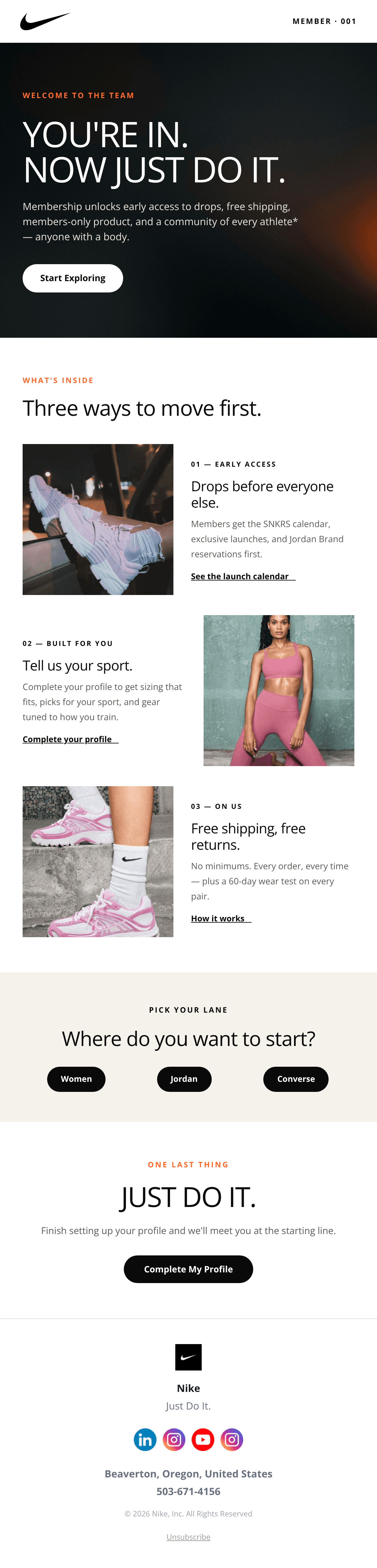 Welcome Light One email design