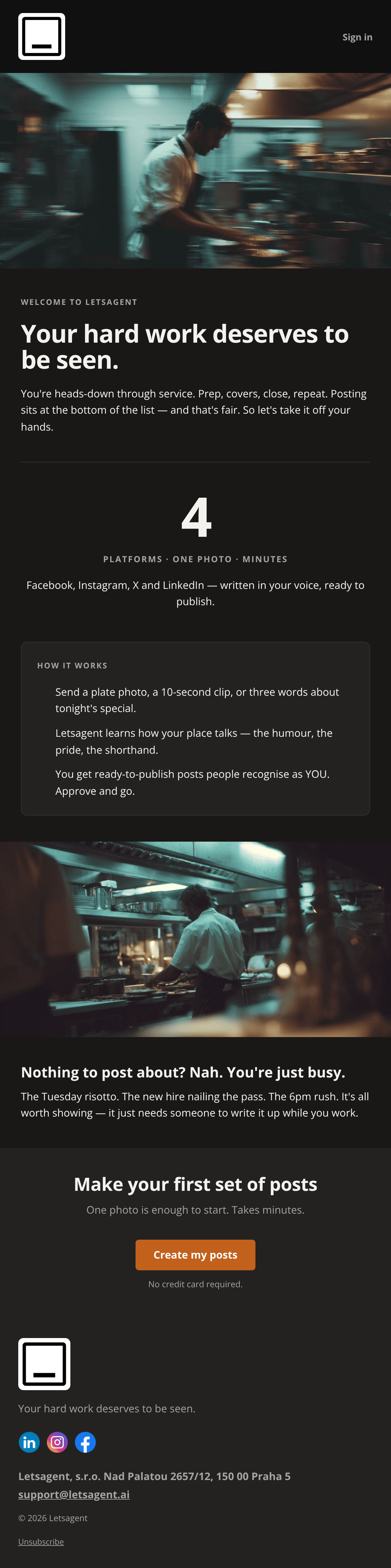 Kitchen Welcome email design