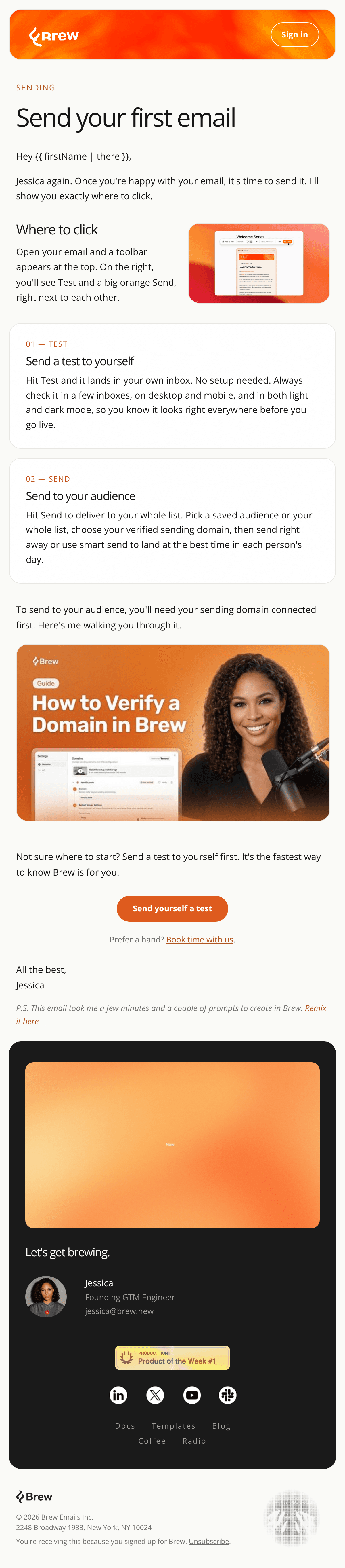 Design a new email for our welcome-flow series email design