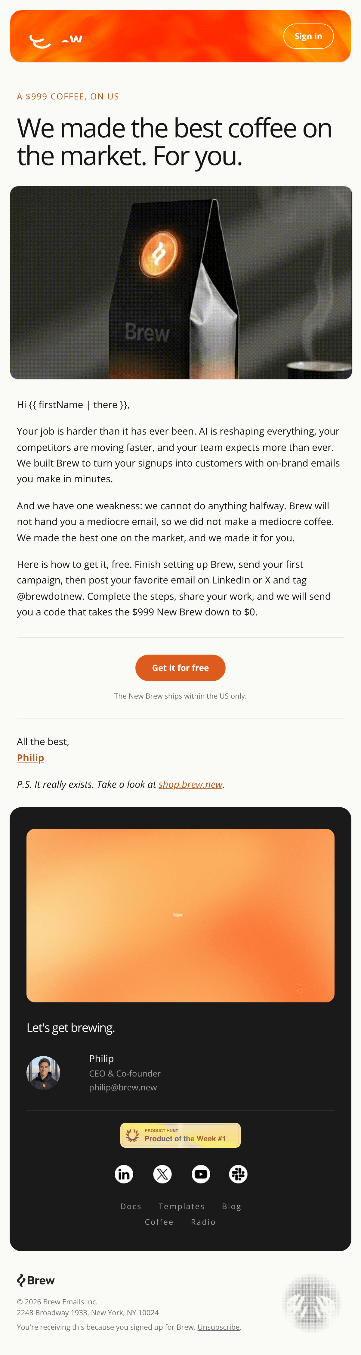 Coffee's on us, let's talk email design