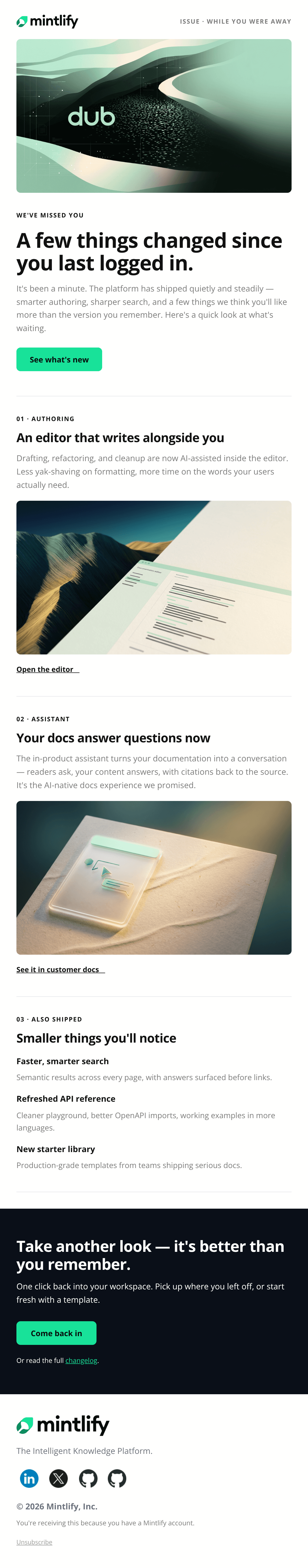 Curious Comeback email design