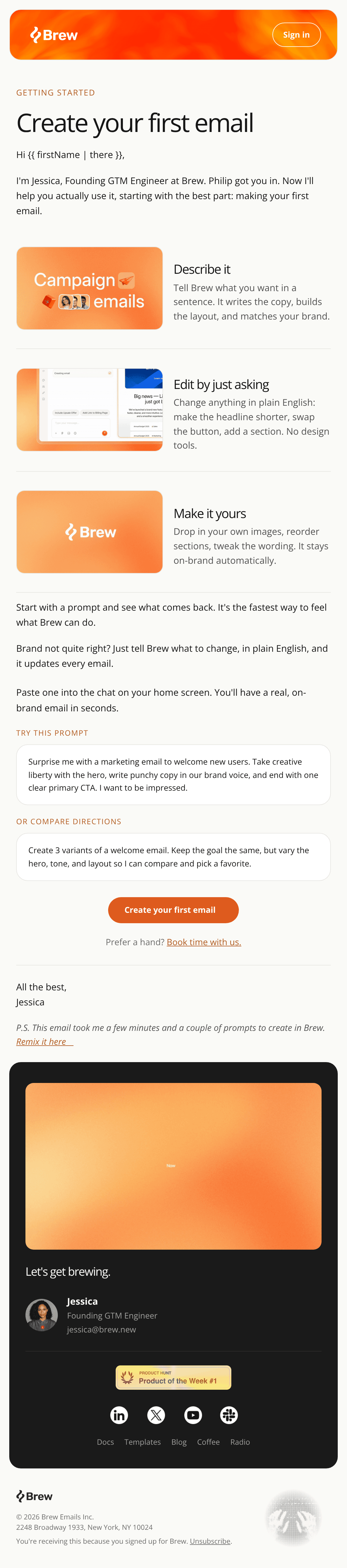 WELCOME SERIES STEP 3 — CREATE YOUR FIRST EMAIL email design