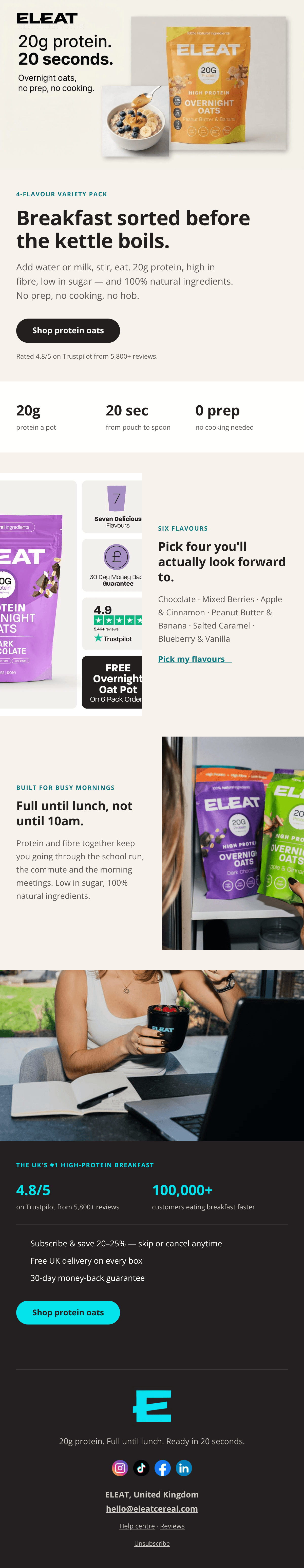 Overnight Oats Intro email design