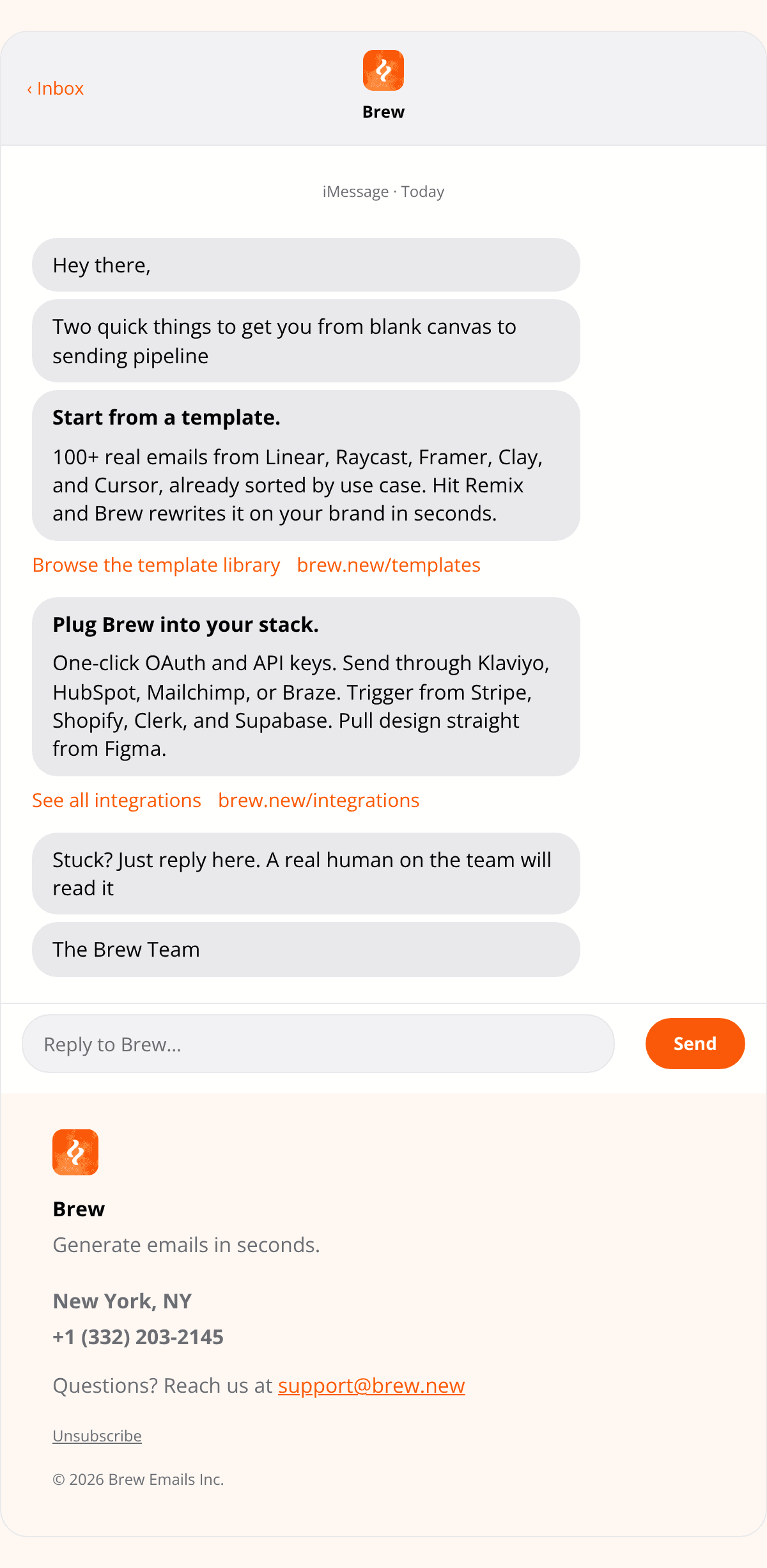Getting Started Chat email design