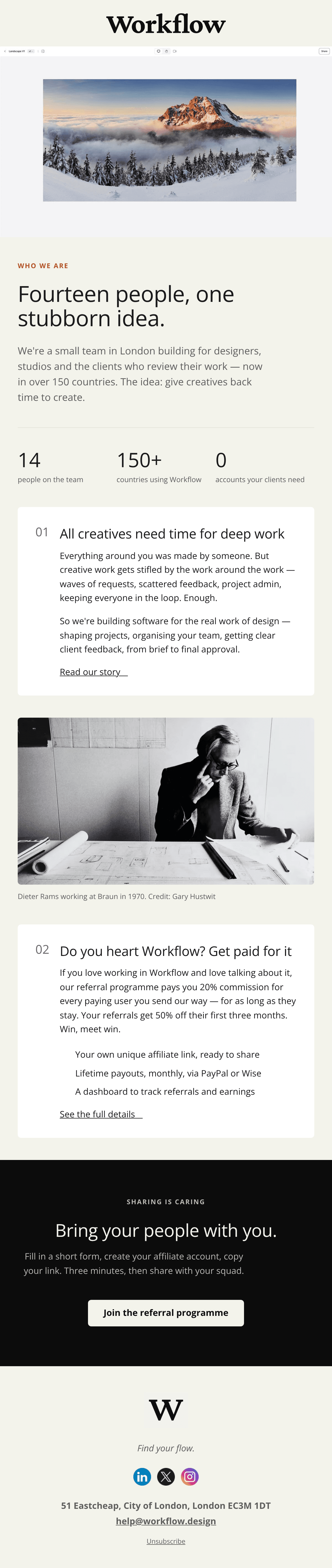 Fourteen In London email design