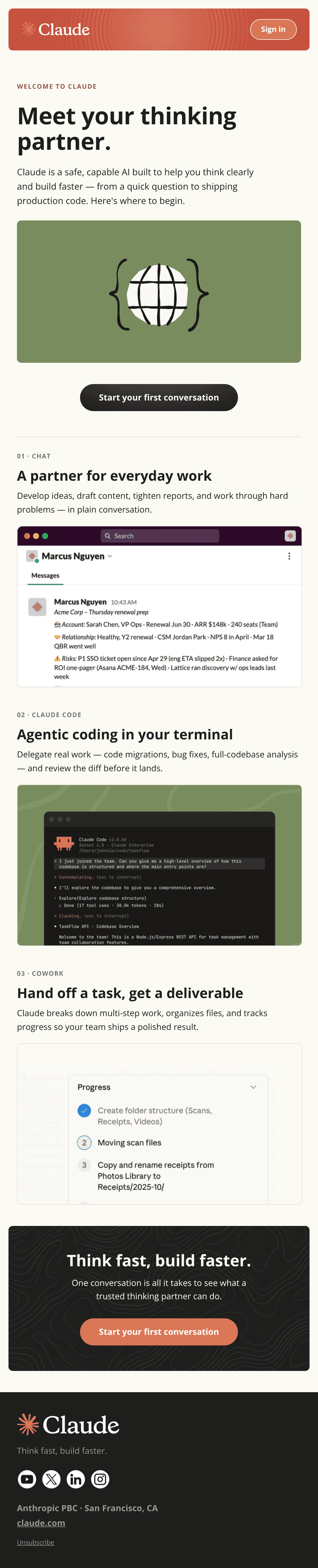 Claude Welcome email design