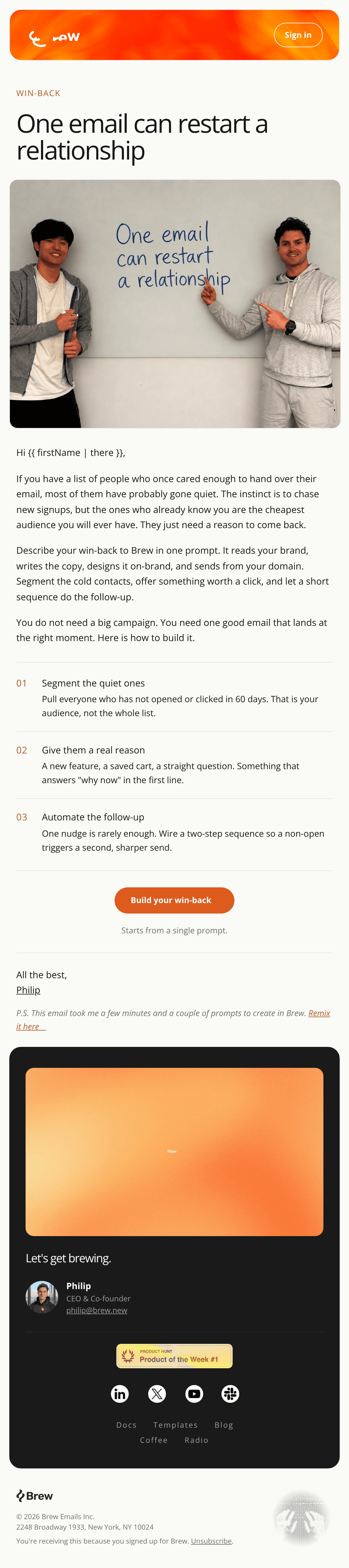 ดีไซน์อีเมล One email can restart a relationship