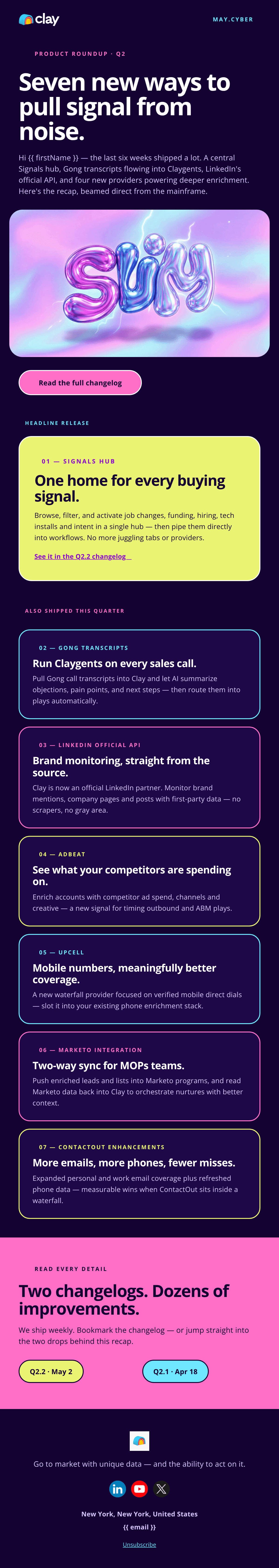 Y2K Newsletter email design