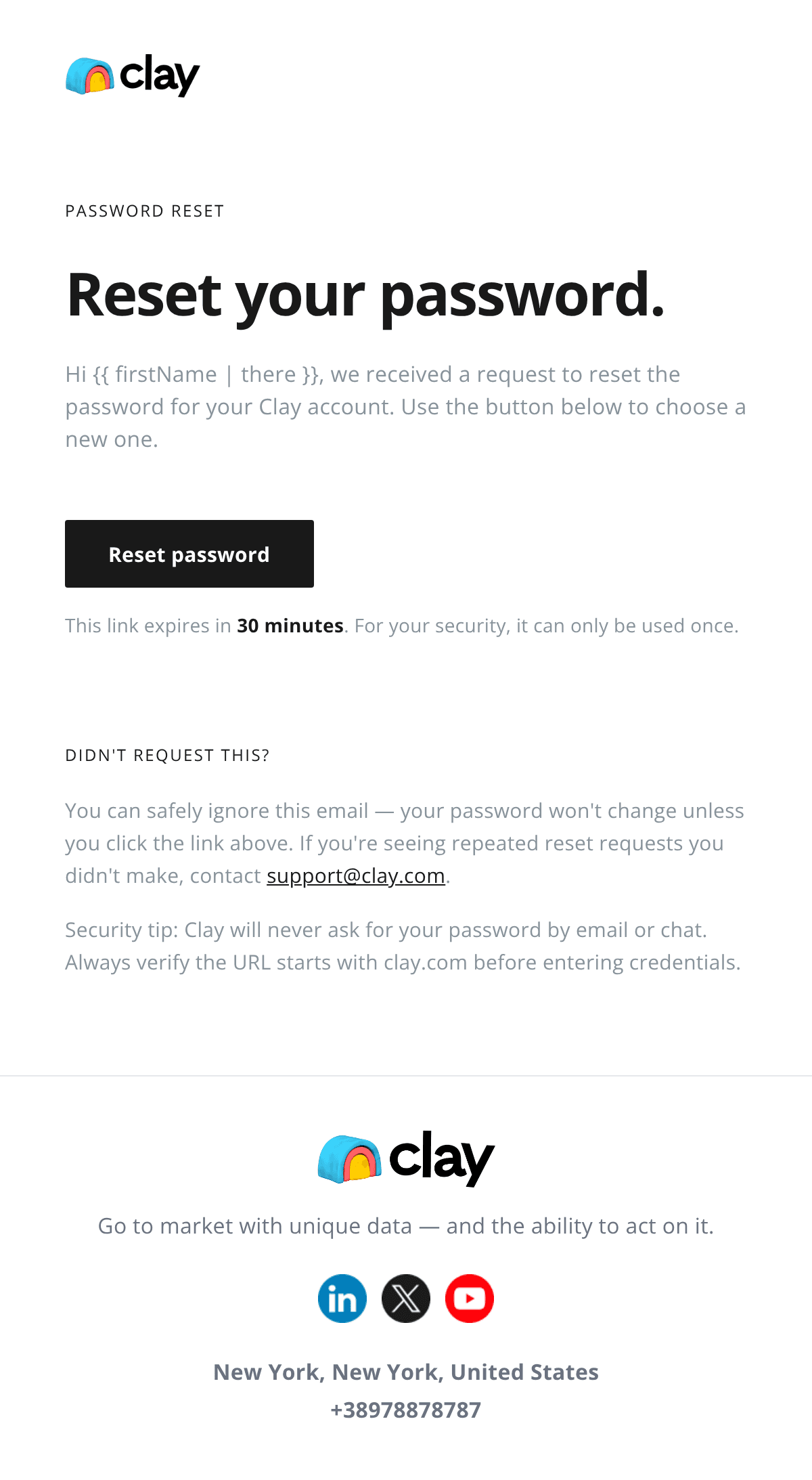 ดีไซน์อีเมล Secure Reset