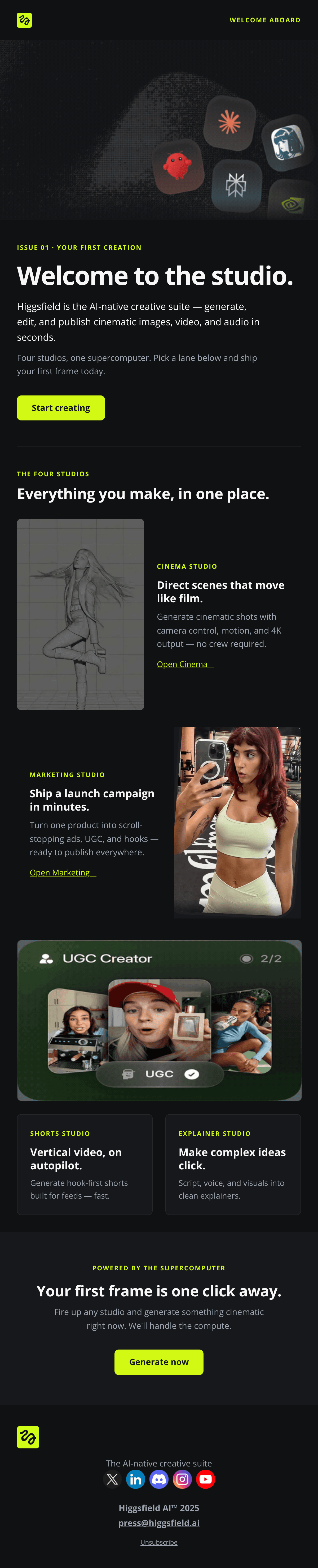 Bold Welcome email design