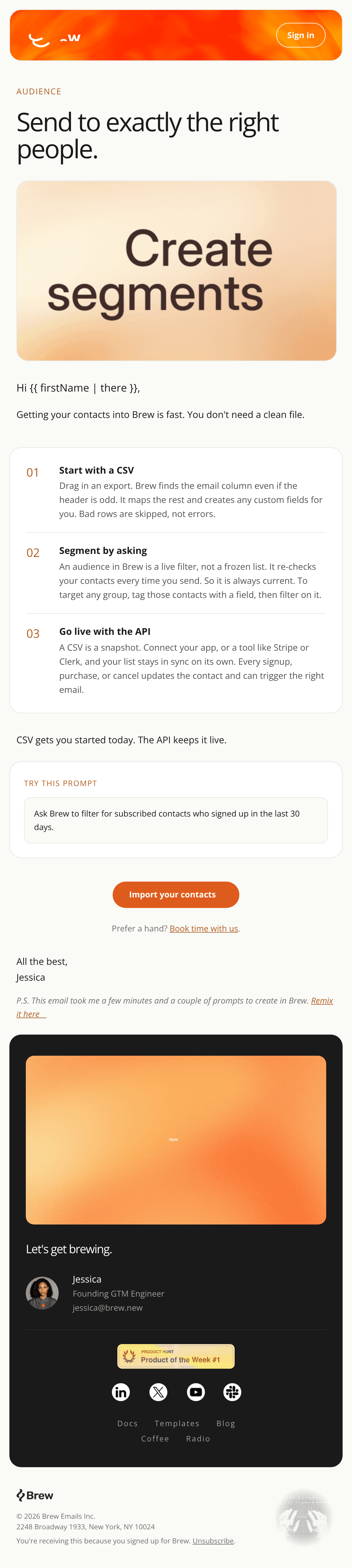WELCOME SERIES STEP 7 — AUDIENCE email design
