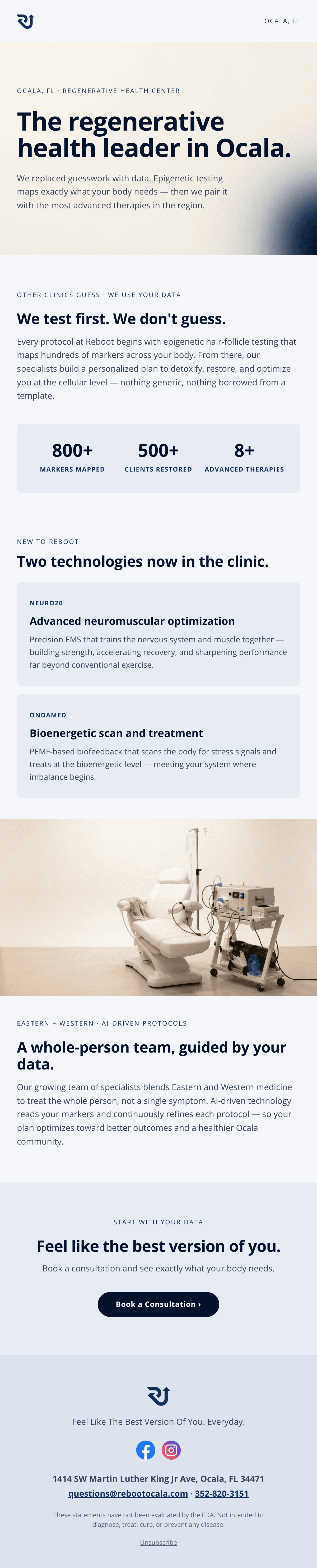 Reboot Advances email design