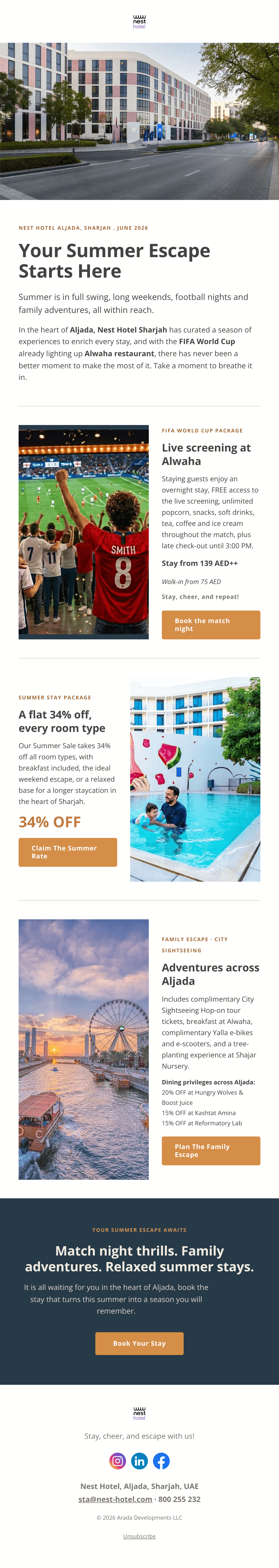 Nest Hotel - June'26 email design