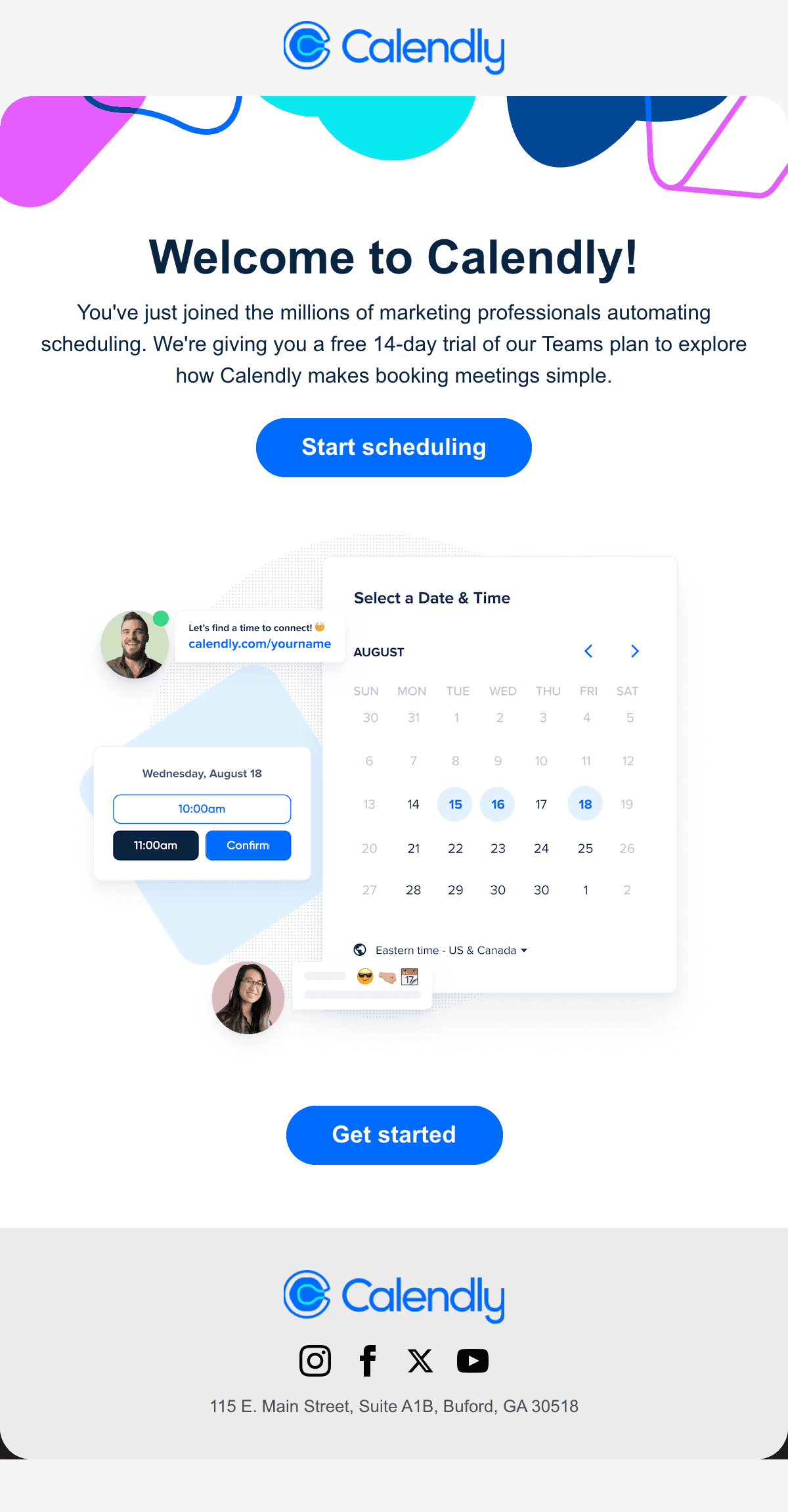 Diseño del email “Welcome to Calendly”