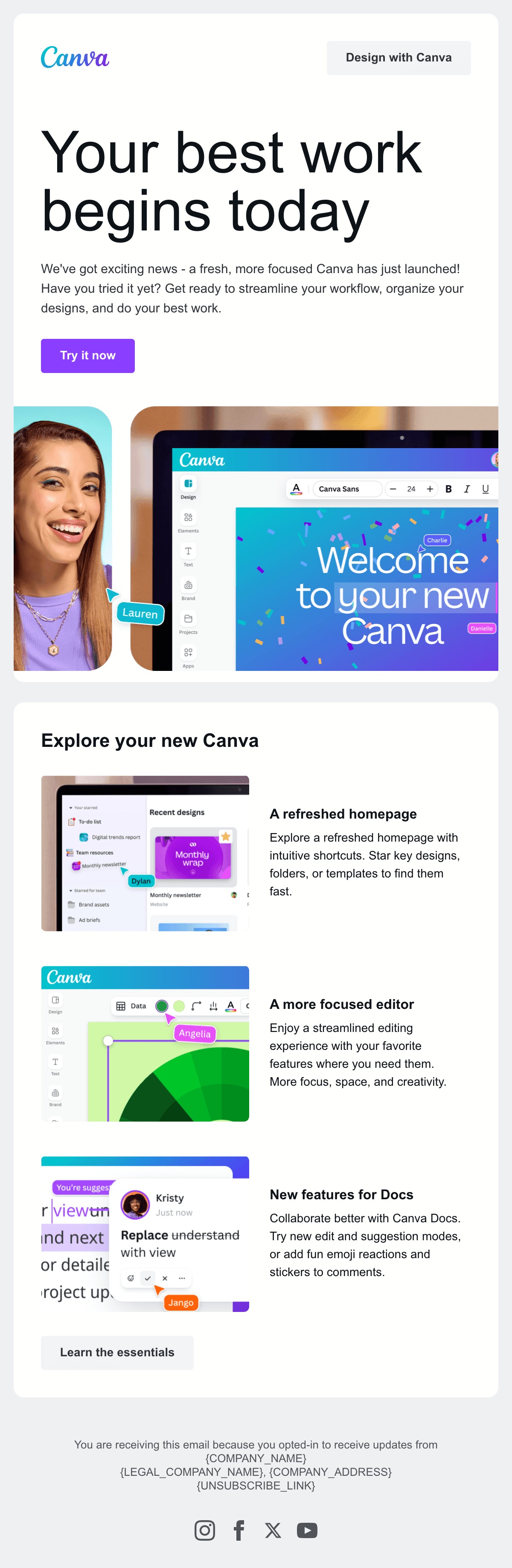 ดีไซน์อีเมล A Fresh, More Focused Canva