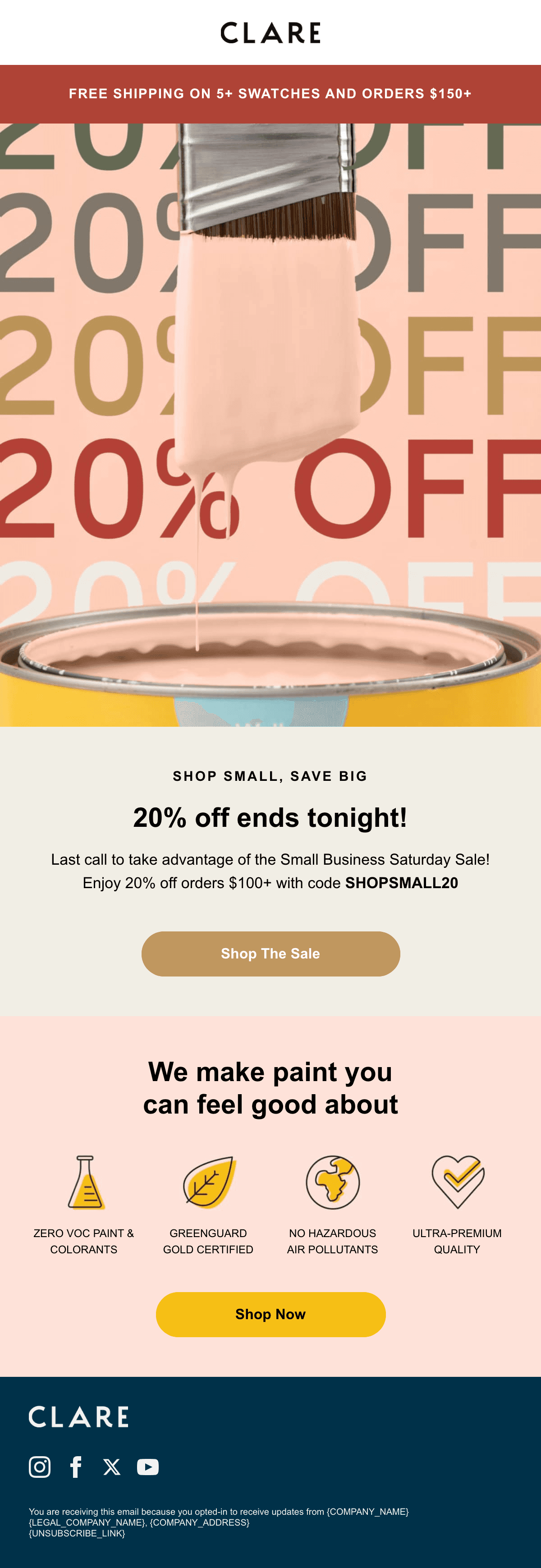 Design do e-mail Small Business Saturday — 20% Off