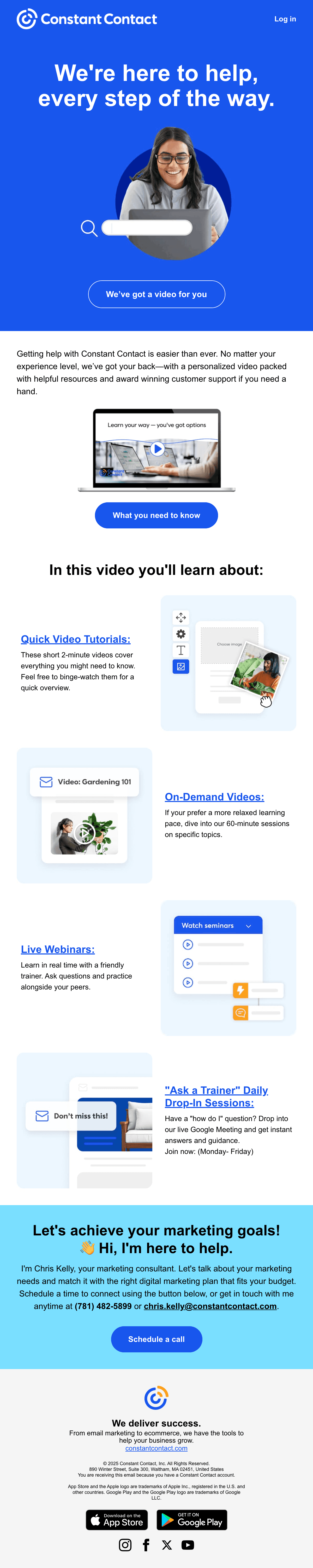 Diseño del email “We're Here to Help”
