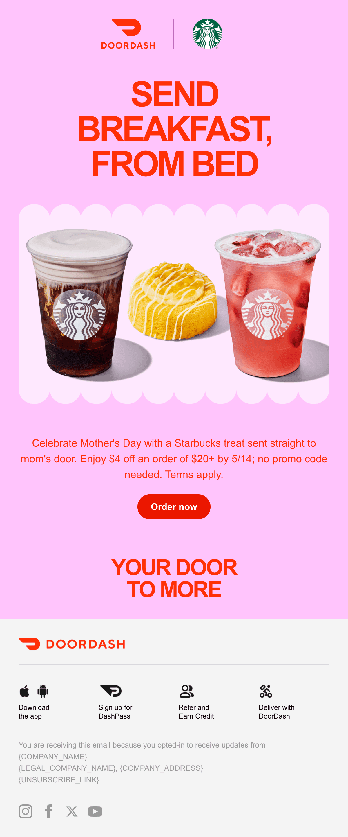 Send Breakfast, From Bed email design