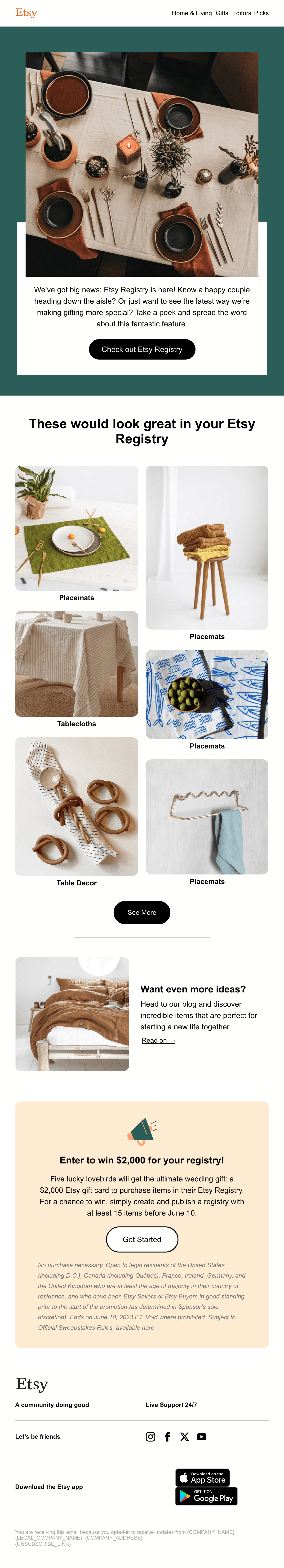 Etsy Registry Is Here 이메일 디자인
