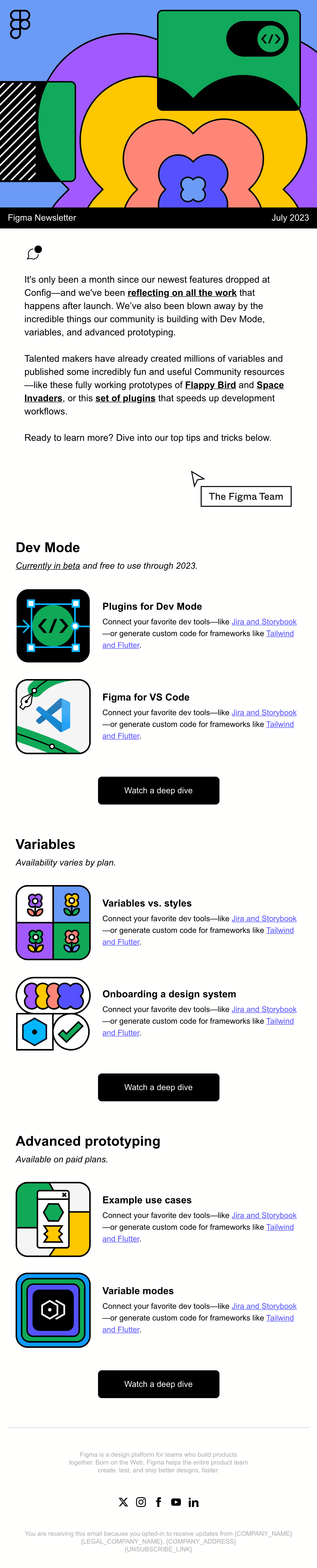 Introducing Dev Mode 이메일 디자인