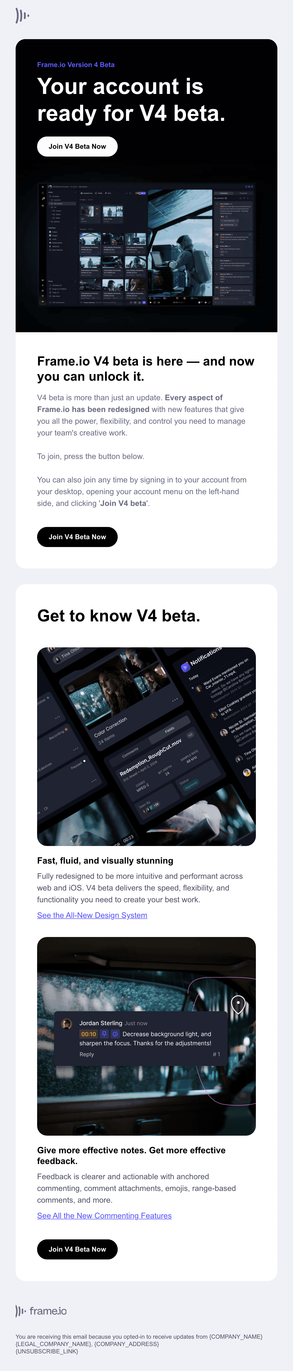 V4 Beta Is Ready for You 이메일 디자인