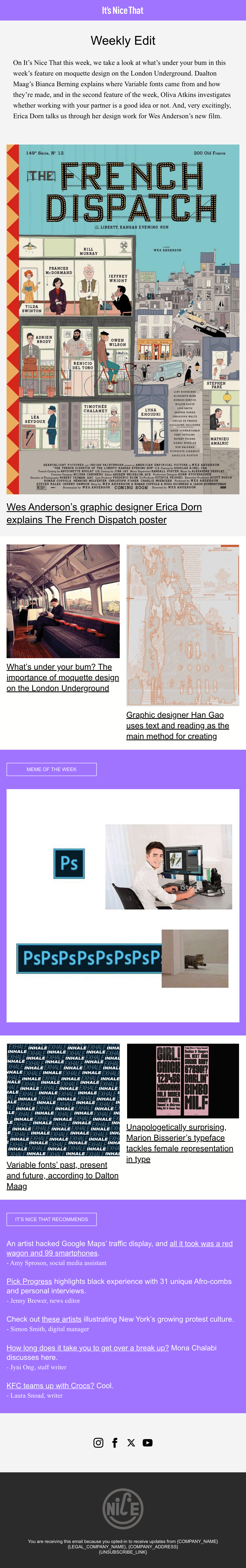 The Weekly Edit email design