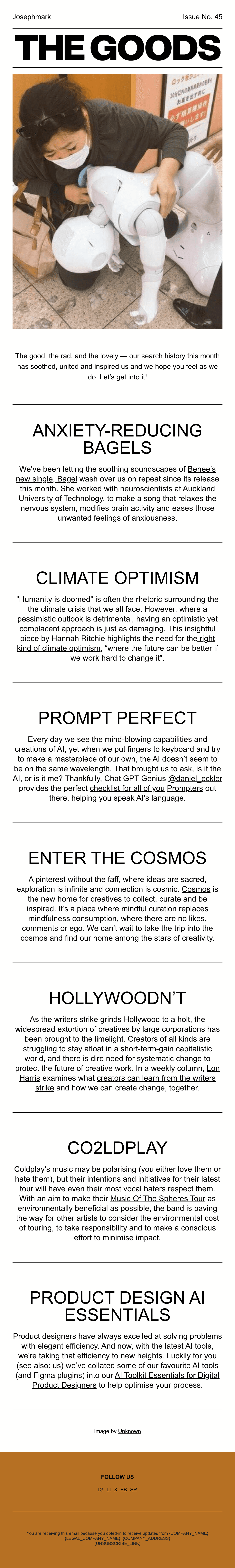 Issue No. 45 — The Good, the Rad, and the Lovely email design
