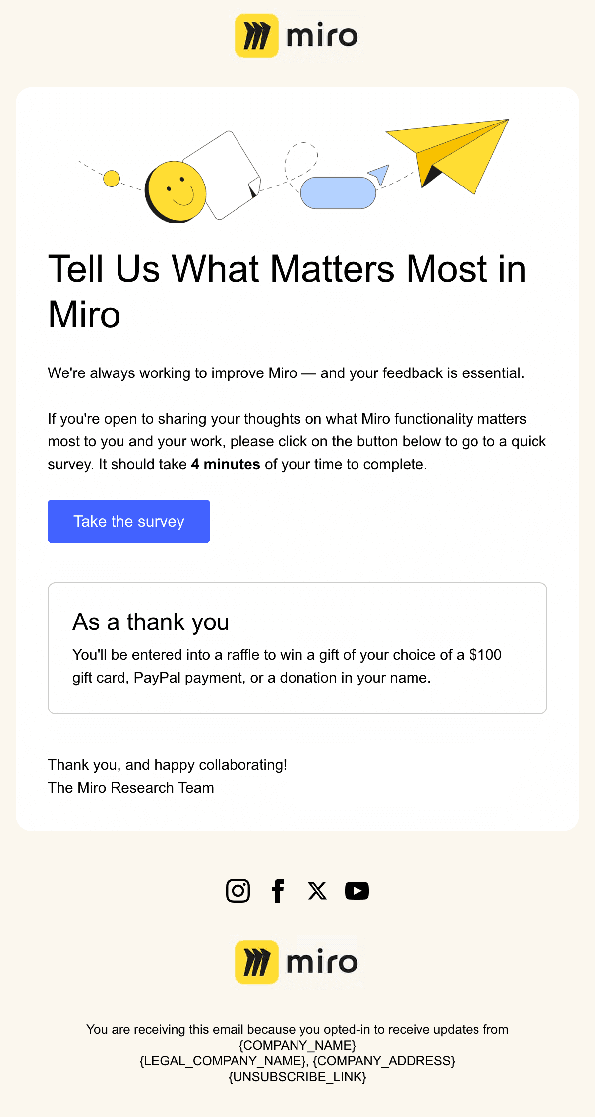 ดีไซน์อีเมล Tell Us What Matters Most