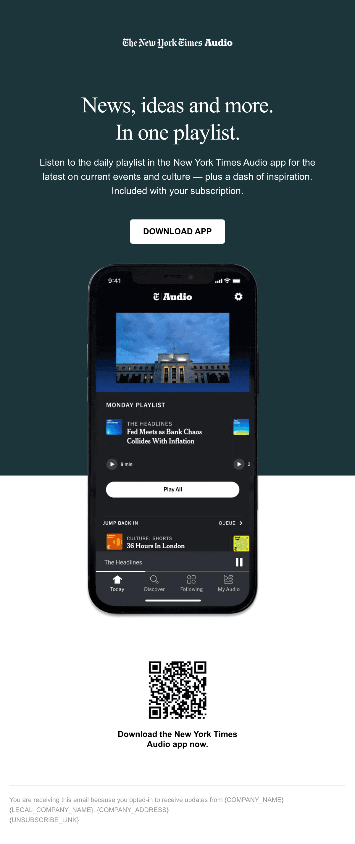 News, Ideas and More — In One Playlist email design