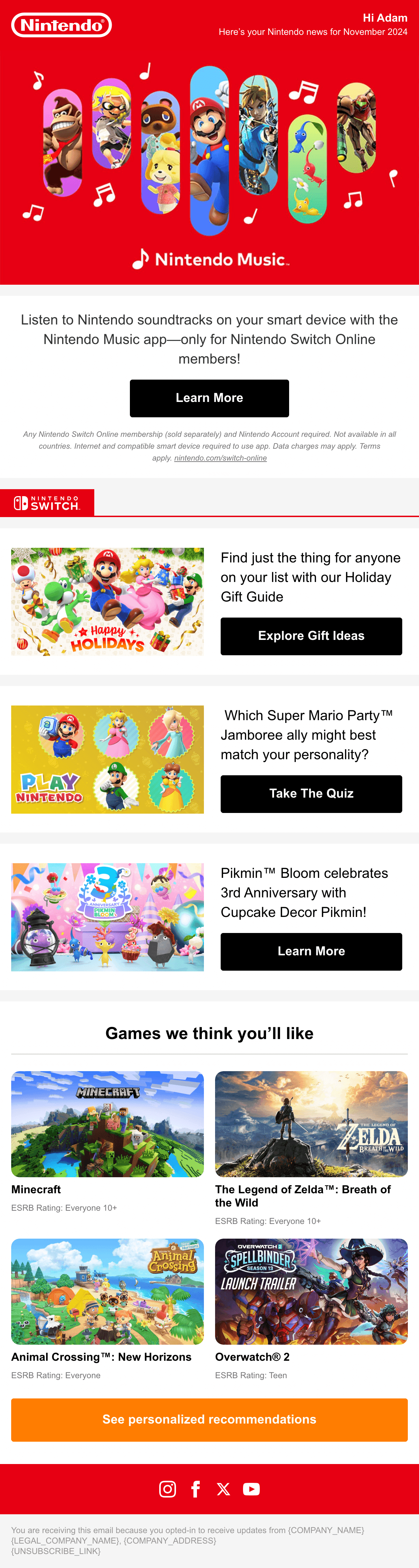 ดีไซน์อีเมล Games We Think You'll Like