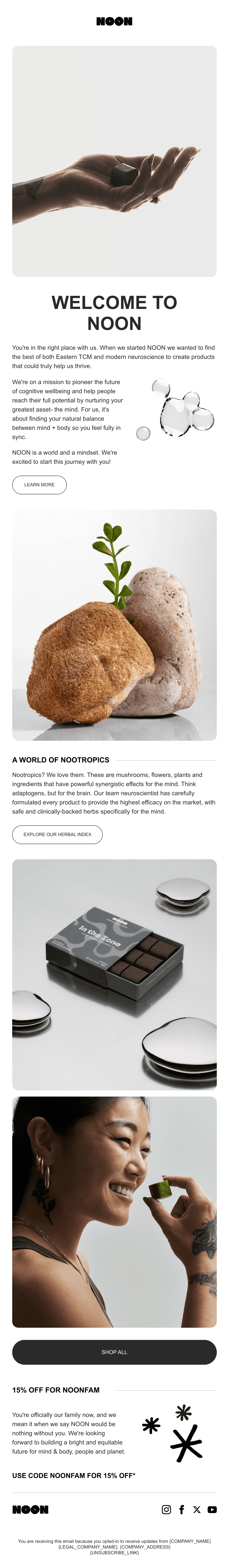 Diseño del email “Welcome to NOON”