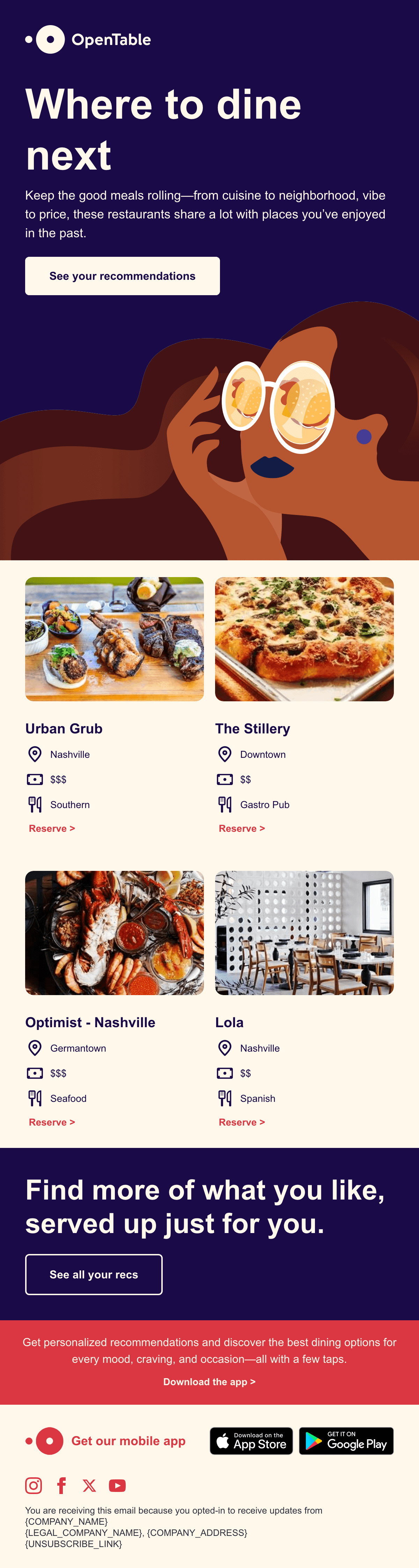 ดีไซน์อีเมล Where to Dine Next