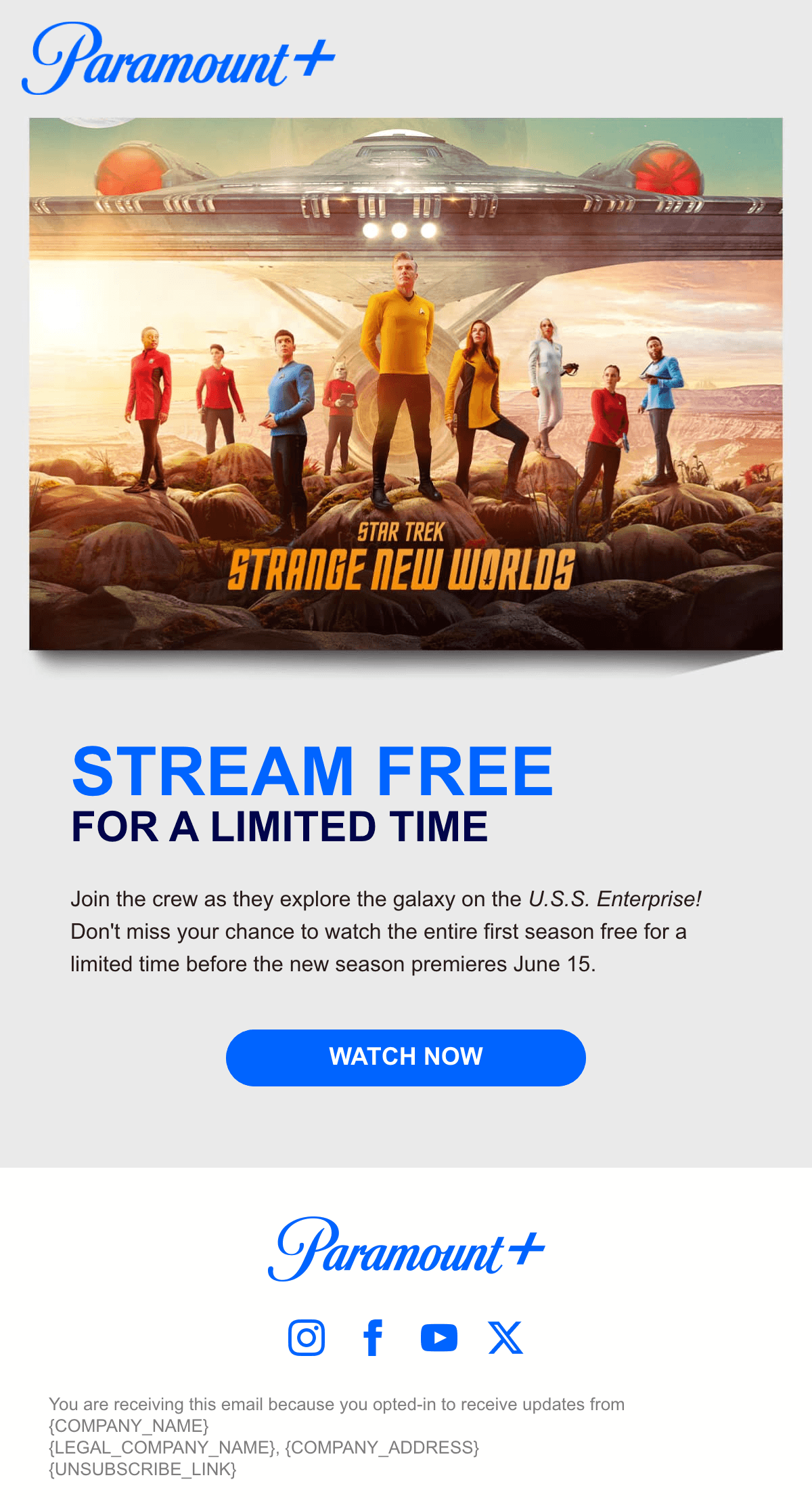 ดีไซน์อีเมล Stream Free for a Limited Time