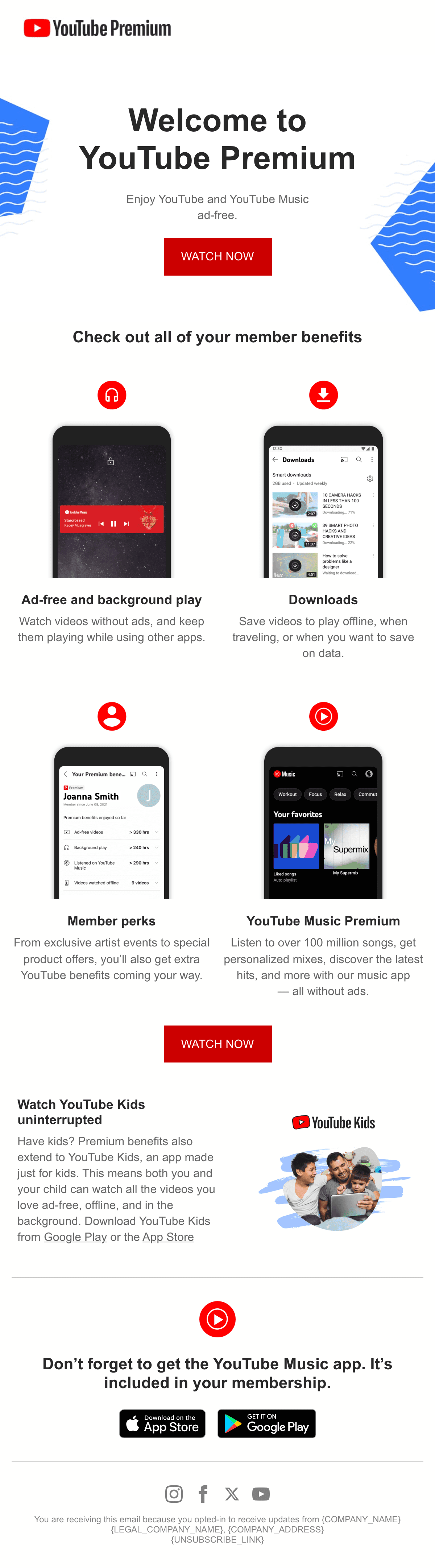 Welcome to YouTube Premium email design