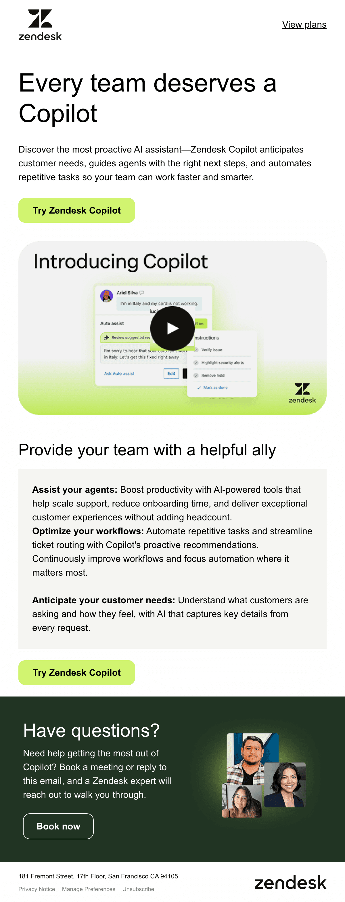 Every Team Deserves a Copilot 이메일 디자인